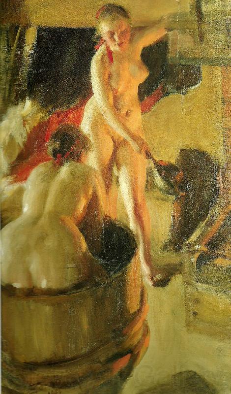 Anders Zorn badande kullor i bastun France oil painting art